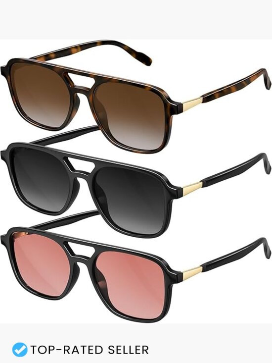 Retro Aviator Sunglasses Polarized Vintage Rectangle Trendy UV Protection main image 7